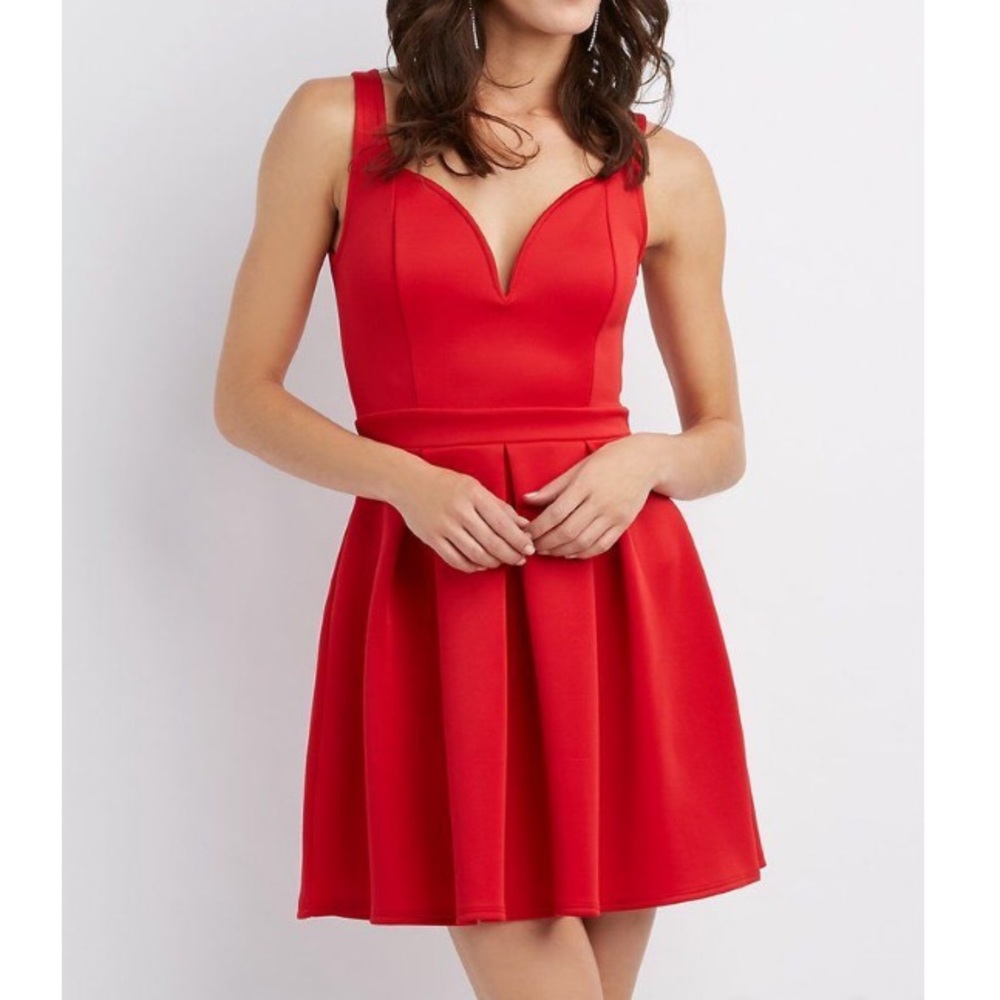 Red Fit and Flare Backless Dress